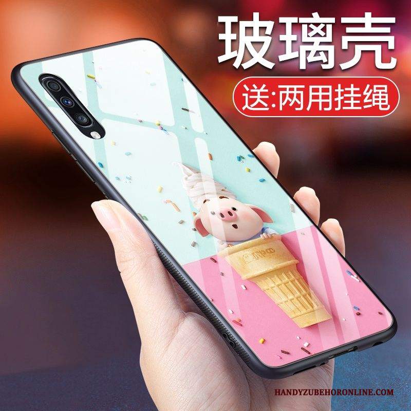 Custodia Samsung Galaxy A70 Cartone Animato Piccola Vetro, Cover Samsung Galaxy A70 Creativo Tendenza Morbido