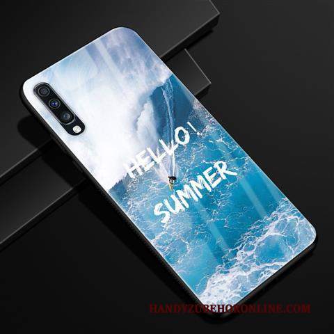 Custodia Samsung Galaxy A70 Creativo Anti-caduta Blu, Cover Samsung Galaxy A70 Protezione Modello Vetro