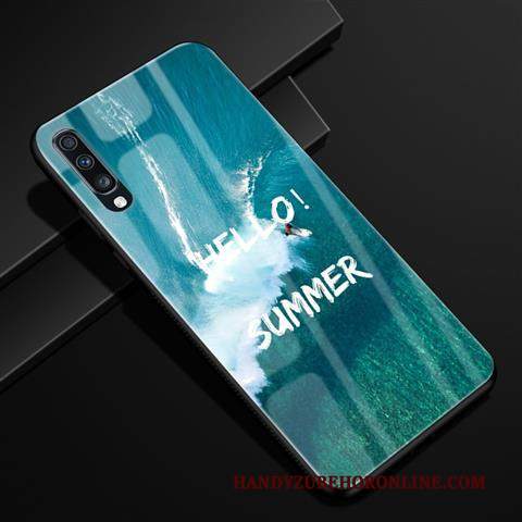 Custodia Samsung Galaxy A70 Creativo Anti-caduta Blu, Cover Samsung Galaxy A70 Protezione Modello Vetro