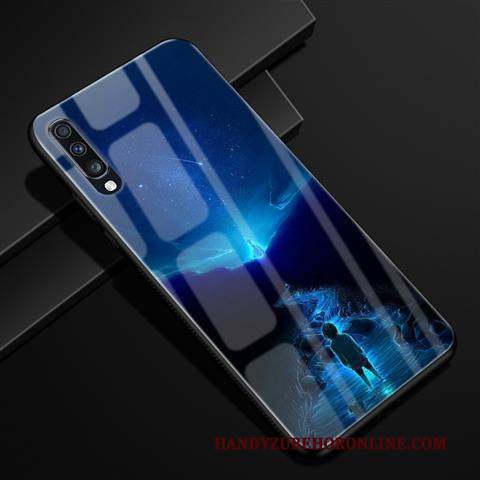 Custodia Samsung Galaxy A70 Creativo Anti-caduta Blu, Cover Samsung Galaxy A70 Protezione Modello Vetro