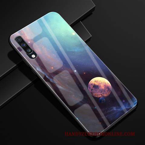 Custodia Samsung Galaxy A70 Creativo Anti-caduta Blu, Cover Samsung Galaxy A70 Protezione Modello Vetro