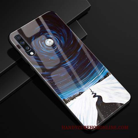 Custodia Samsung Galaxy A70 Creativo Anti-caduta Blu, Cover Samsung Galaxy A70 Protezione Modello Vetro