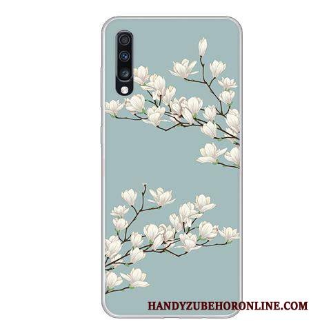 Custodia Samsung Galaxy A70 Creativo Morbido Vento, Cover Samsung Galaxy A70 Cartone Animato Anti-caduta Verde