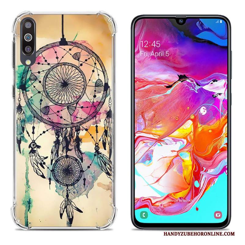 Custodia Samsung Galaxy A70 Creativo Telefono Morbido, Cover Samsung Galaxy A70 Silicone Verde Tutto Incluso