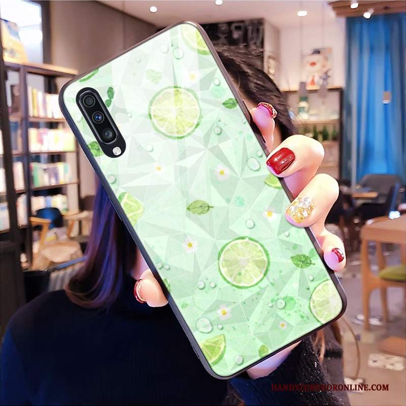 Custodia Samsung Galaxy A70 Creativo Verde Marchio Di Tendenza, Cover Samsung Galaxy A70 Silicone Morbido Forma Del Diamante