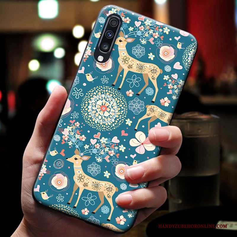 Custodia Samsung Galaxy A70 Goffratura Morbido Blu, Cover Samsung Galaxy A70 Creativo Vento Europa