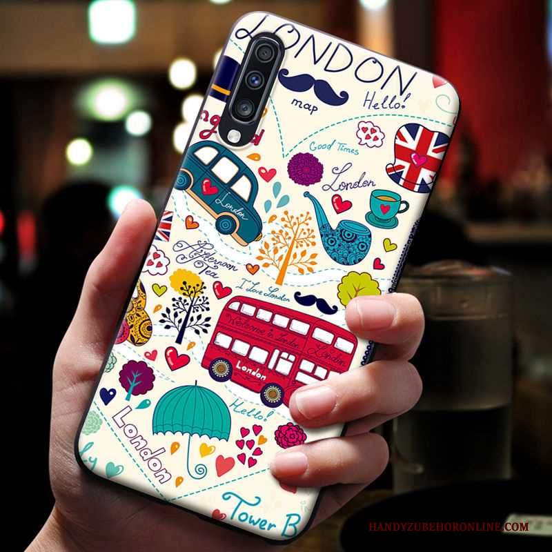 Custodia Samsung Galaxy A70 Goffratura Morbido Blu, Cover Samsung Galaxy A70 Creativo Vento Europa