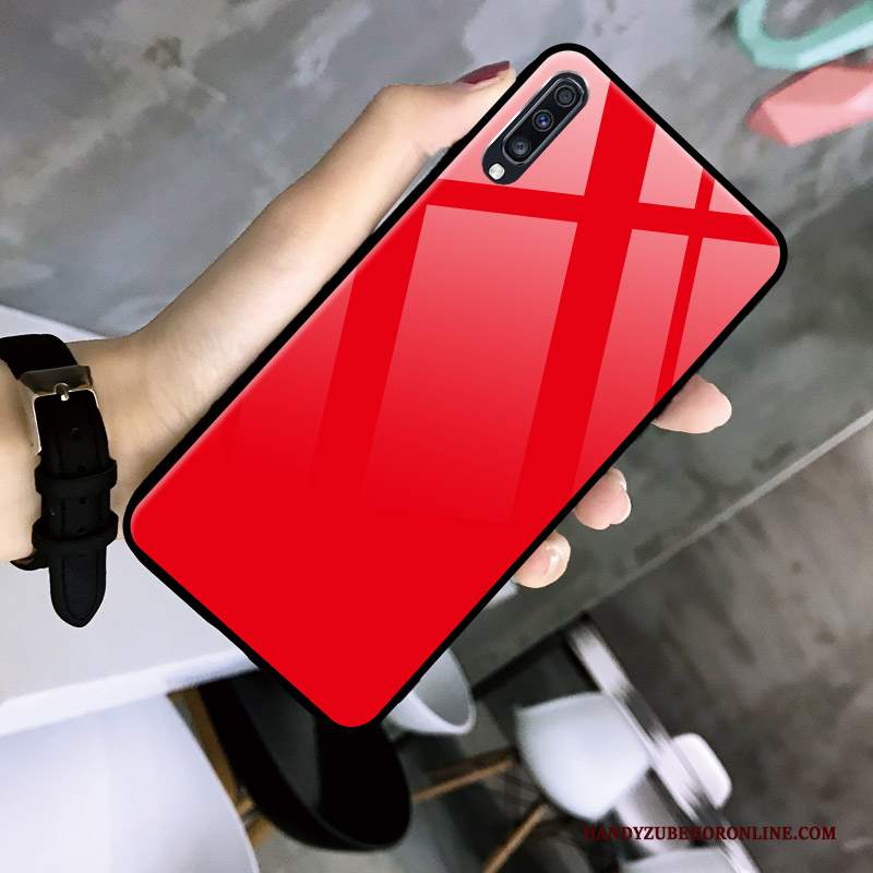 Custodia Samsung Galaxy A70 Moda Net Red Giallo, Cover Samsung Galaxy A70 Protezione Telefono Semplici