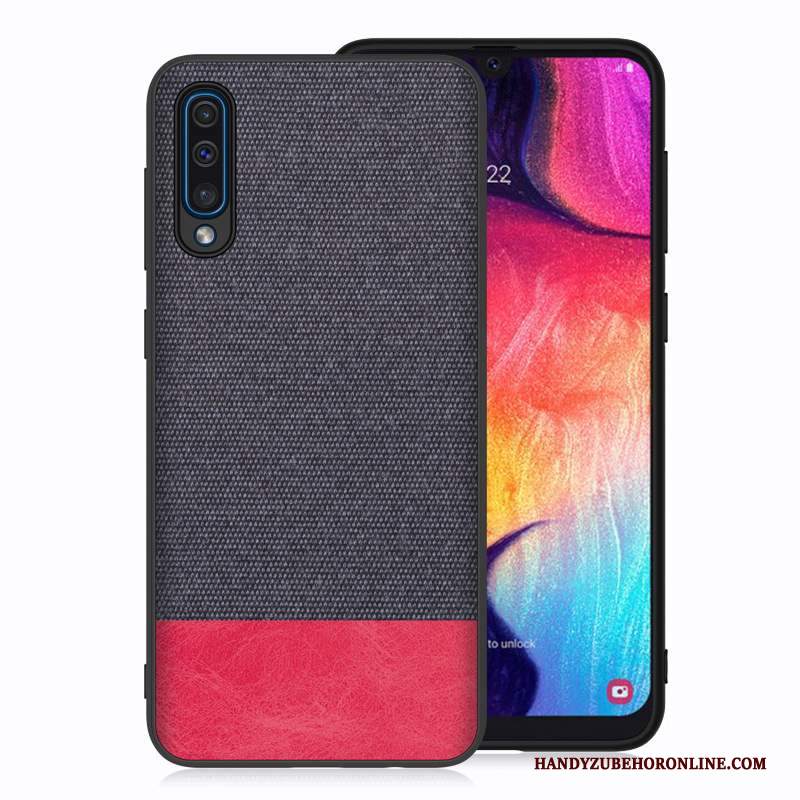 Custodia Samsung Galaxy A70 Nerotelefono, Cover Samsung Galaxy A70 Panno