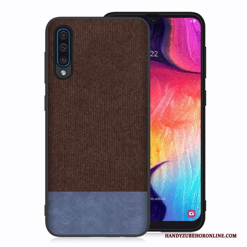 Custodia Samsung Galaxy A70 Nerotelefono, Cover Samsung Galaxy A70 Panno