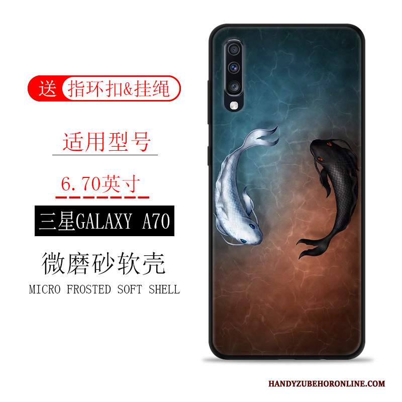 Custodia Samsung Galaxy A70 Protezione Telefono Marchio Di Tendenza, Cover Samsung Galaxy A70 Nero Anti-caduta