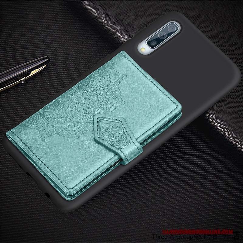 Custodia Samsung Galaxy A70s Creativo Anti-cadutatelefono, Cover Samsung Galaxy A70s Portafoglio Verde Morbido