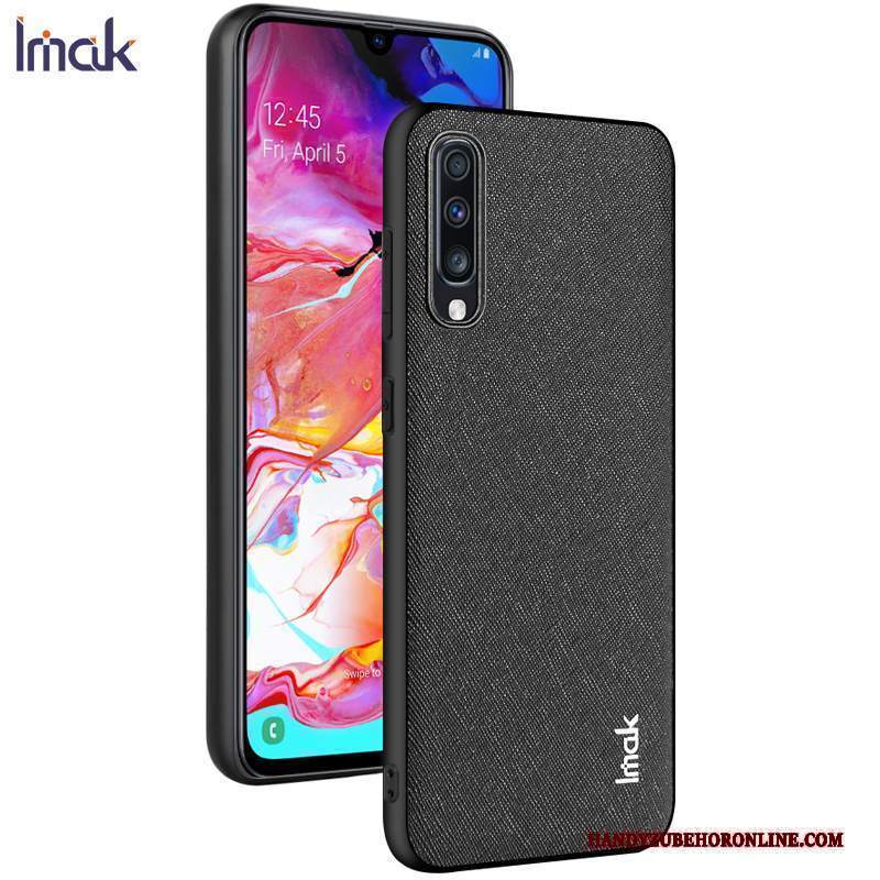 Custodia Samsung Galaxy A70s Pelle Modello Coccodrillo Nero, Cover Samsung Galaxy A70s Protezione Telefono Difficile