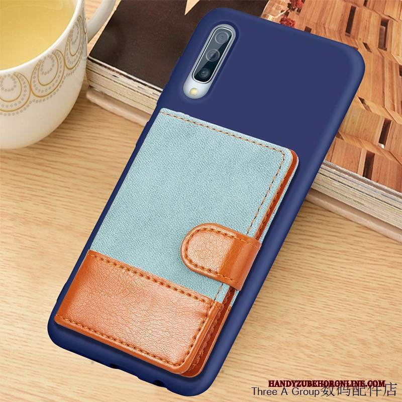 Custodia Samsung Galaxy A70s Portafoglio Morbidotelefono, Cover Samsung Galaxy A70s Creativo Blu Chiaro Carta