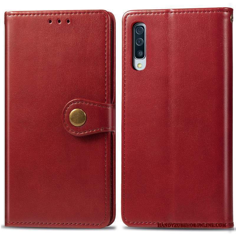 Custodia Samsung Galaxy A70s Protezione Ornamenti Appesitelefono, Cover Samsung Galaxy A70s Pelle Semplici Rosso