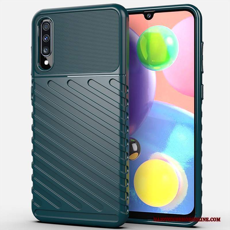 Custodia Samsung Galaxy A70s Silicone Anti-caduta Morbido, Cover Samsung Galaxy A70s Protezione Telefono Verde Scuro