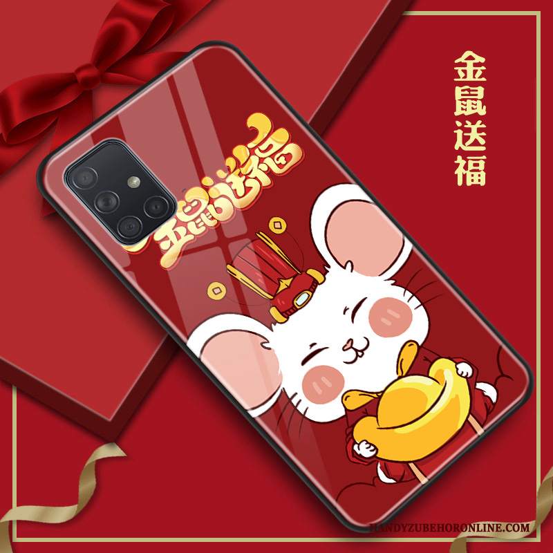 Custodia Samsung Galaxy A71 Creativo Ratto Festivo, Cover Samsung Galaxy A71 Protezione Rosso Tendenza