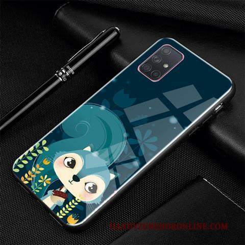 Custodia Samsung Galaxy A71 Creativo Tendenza Di Personalità, Cover Samsung Galaxy A71 Cartone Animato Vetro Blu