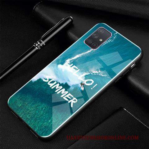 Custodia Samsung Galaxy A71 Creativo Tendenza Di Personalità, Cover Samsung Galaxy A71 Cartone Animato Vetro Blu