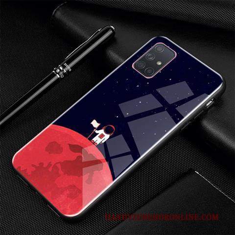 Custodia Samsung Galaxy A71 Creativo Tendenza Di Personalità, Cover Samsung Galaxy A71 Cartone Animato Vetro Blu