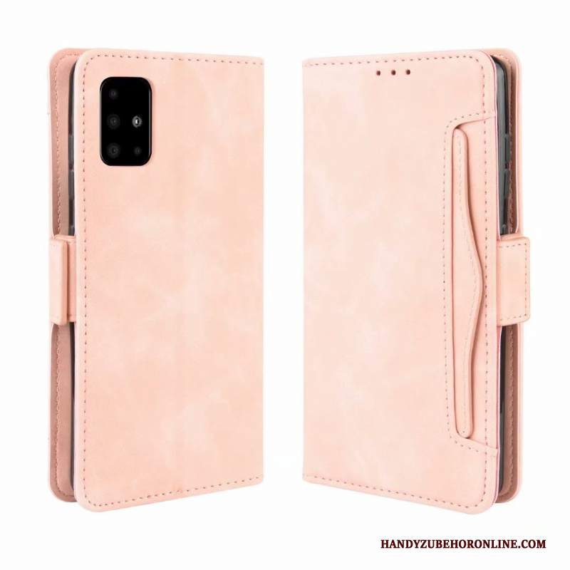 Custodia Samsung Galaxy A71 Folio Anti-caduta Morbido, Cover Samsung Galaxy A71 Portafoglio Tutto Incluso Rosa