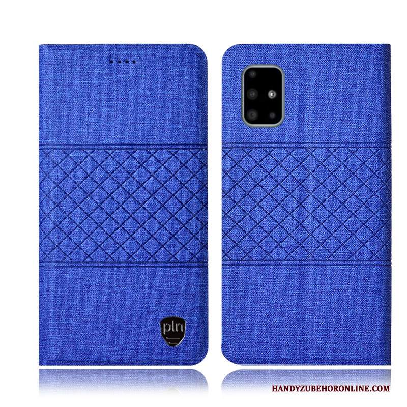 Custodia Samsung Galaxy A71 Pelle A Quadri Anti-caduta, Cover Samsung Galaxy A71 Protezione Colore Profondo Cotone E Lino