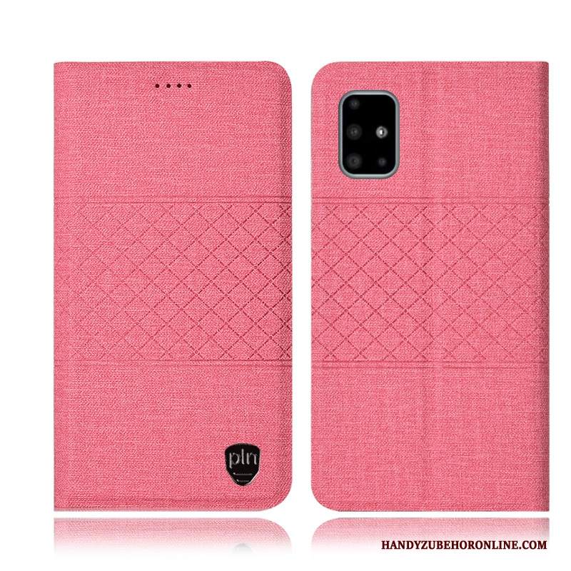 Custodia Samsung Galaxy A71 Pelle A Quadri Anti-caduta, Cover Samsung Galaxy A71 Protezione Colore Profondo Cotone E Lino