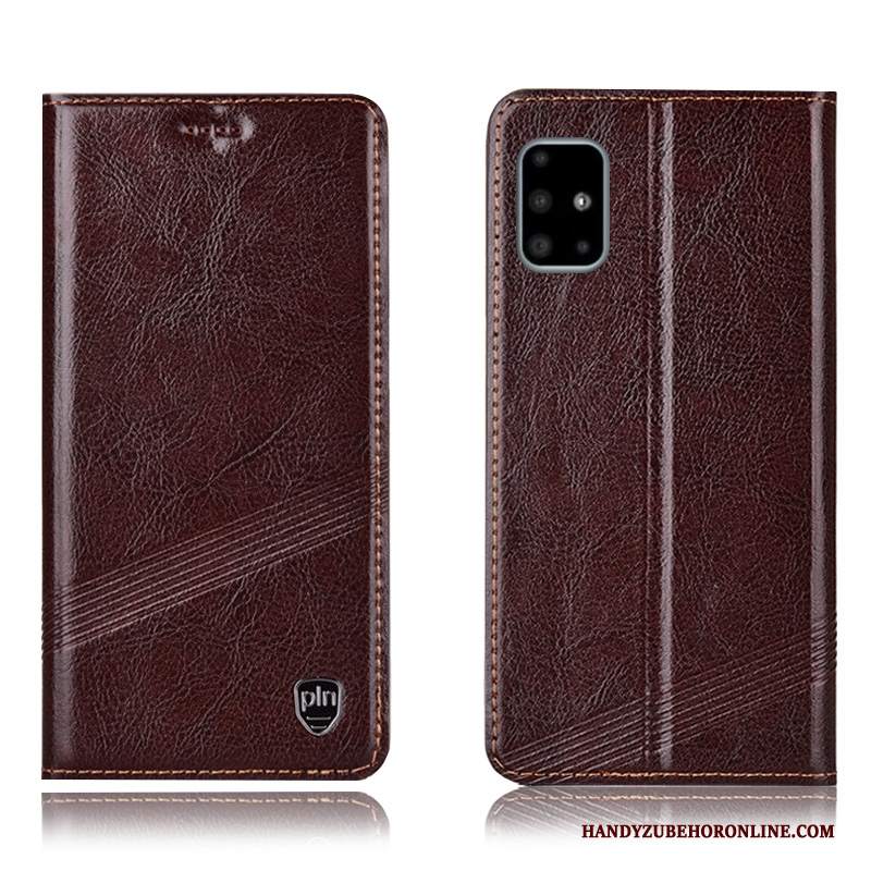 Custodia Samsung Galaxy A71 Pelle Modello Anti-caduta, Cover Samsung Galaxy A71 Protezione Telefono Marrone