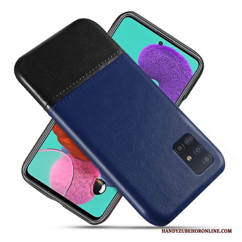 Custodia Samsung Galaxy A71 Pelle Telefono Affari, Cover Samsung Galaxy A71 Protezione Nero Sottile