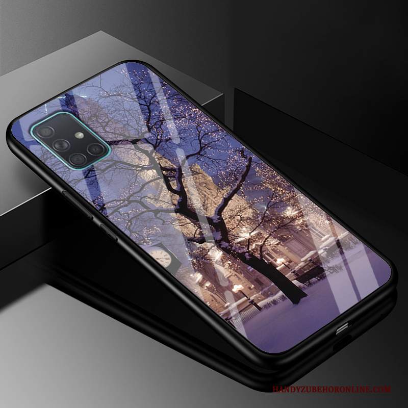 Custodia Samsung Galaxy A71 Silicone Nero Tutto Incluso, Cover Samsung Galaxy A71 Creativo Vetro Anti-caduta