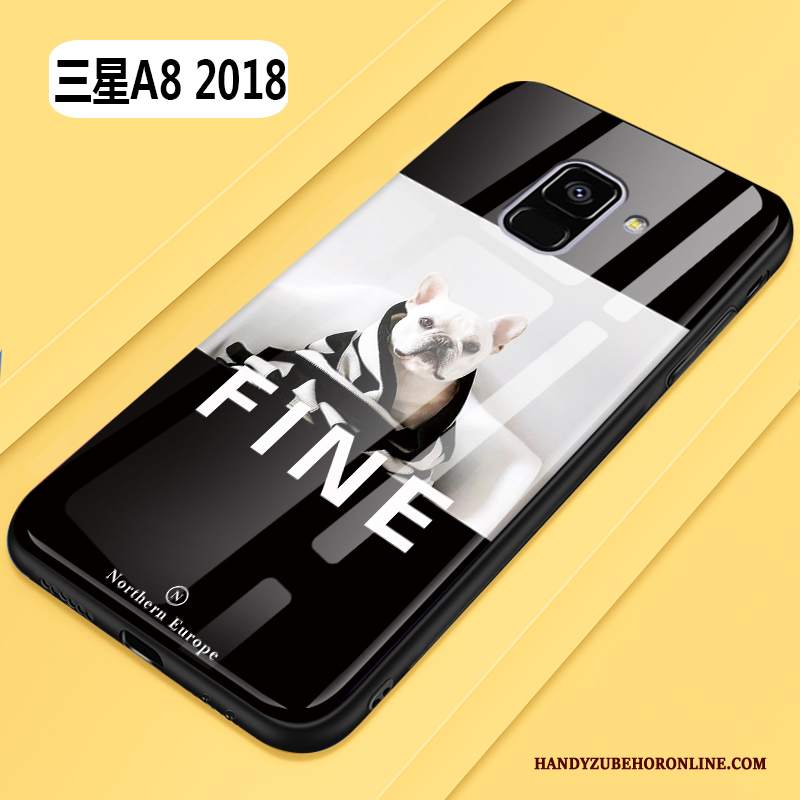 Custodia Samsung Galaxy A8 2018 Cartone Animato Bello Di Personalità, Cover Samsung Galaxy A8 2018 Creativo Tutto Incluso Nero