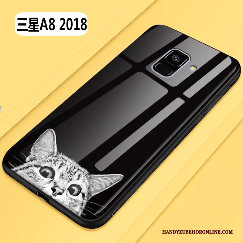 Custodia Samsung Galaxy A8 2018 Cartone Animato Bello Di Personalità, Cover Samsung Galaxy A8 2018 Creativo Tutto Incluso Nero