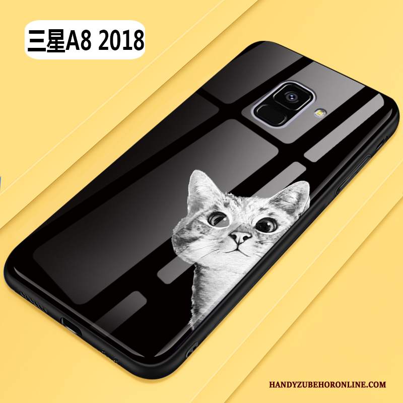 Custodia Samsung Galaxy A8 2018 Cartone Animato Bello Di Personalità, Cover Samsung Galaxy A8 2018 Creativo Tutto Incluso Nero