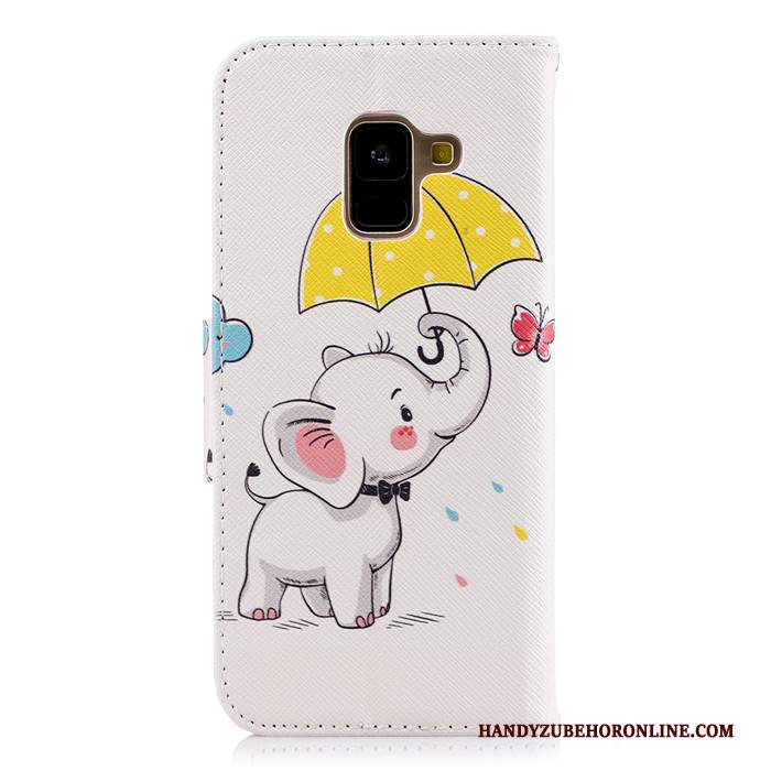 Custodia Samsung Galaxy A8 2018 Cartone Animato Bianco Di Personalità, Cover Samsung Galaxy A8 2018 Folio