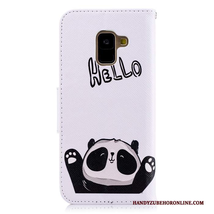 Custodia Samsung Galaxy A8 2018 Cartone Animato Bianco Di Personalità, Cover Samsung Galaxy A8 2018 Folio