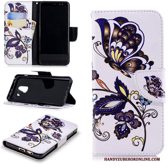 Custodia Samsung Galaxy A8 2018 Cartone Animato Bianco Di Personalità, Cover Samsung Galaxy A8 2018 Folio