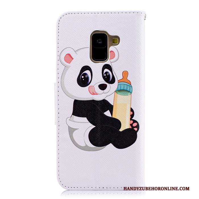 Custodia Samsung Galaxy A8 2018 Cartone Animato Bianco Di Personalità, Cover Samsung Galaxy A8 2018 Folio