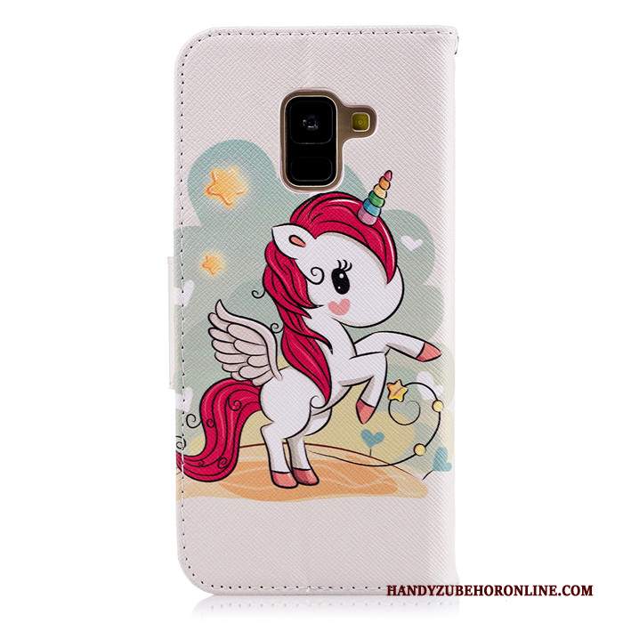 Custodia Samsung Galaxy A8 2018 Cartone Animato Bianco Di Personalità, Cover Samsung Galaxy A8 2018 Folio