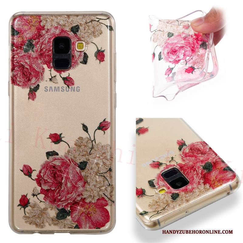 Custodia Samsung Galaxy A8 2018 Cartone Animato Di Personalità Sottile, Cover Samsung Galaxy A8 2018 Silicone Rossotelefono