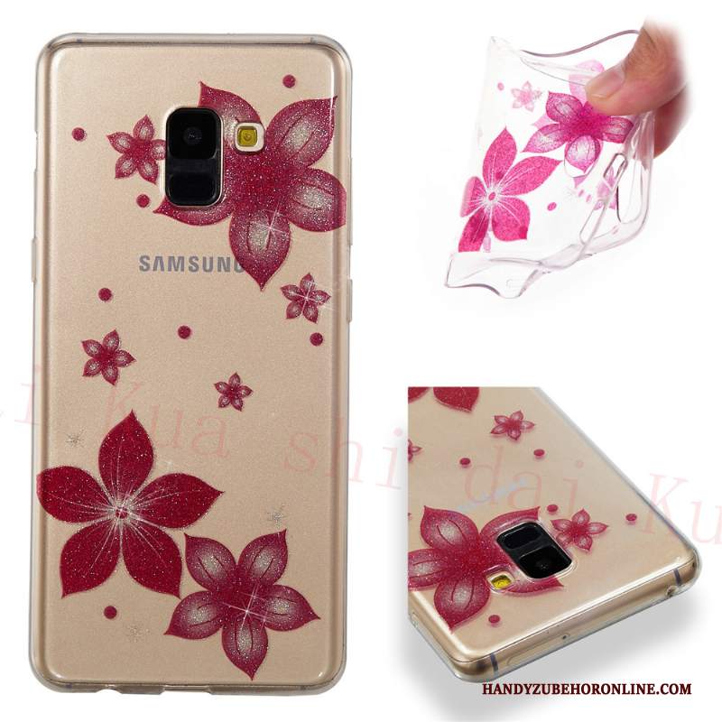 Custodia Samsung Galaxy A8 2018 Cartone Animato Di Personalità Sottile, Cover Samsung Galaxy A8 2018 Silicone Rossotelefono