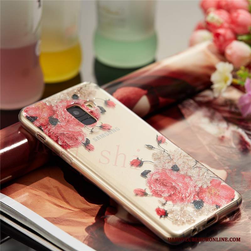 Custodia Samsung Galaxy A8 2018 Cartone Animato Di Personalità Sottile, Cover Samsung Galaxy A8 2018 Silicone Rossotelefono