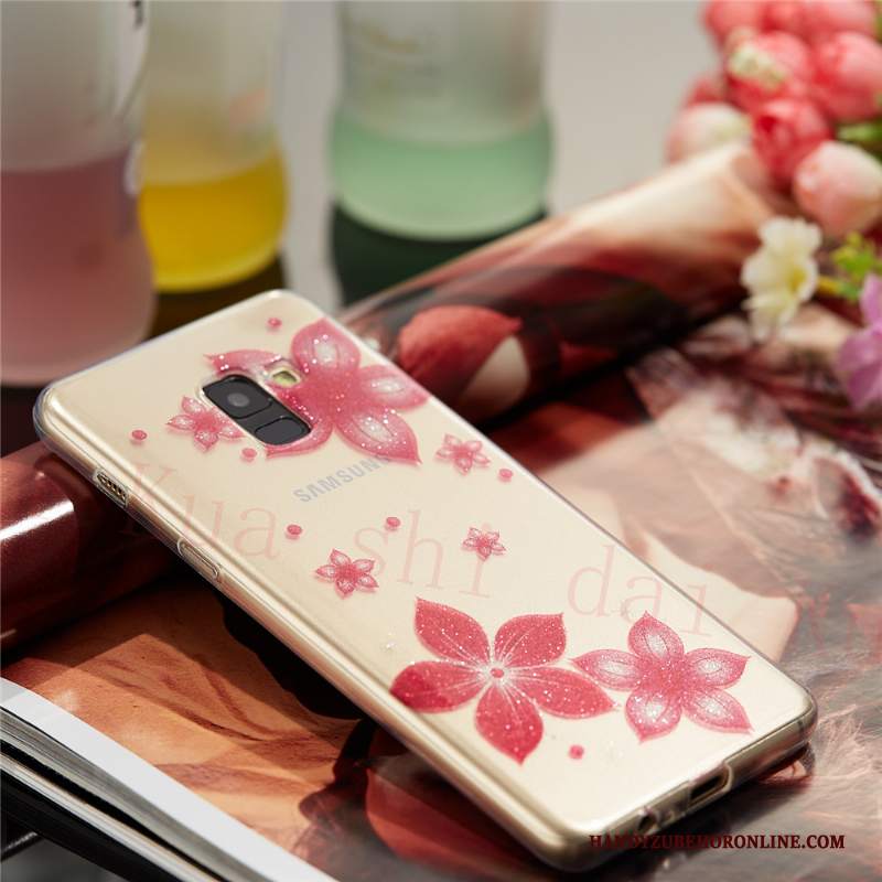 Custodia Samsung Galaxy A8 2018 Cartone Animato Di Personalità Sottile, Cover Samsung Galaxy A8 2018 Silicone Rossotelefono