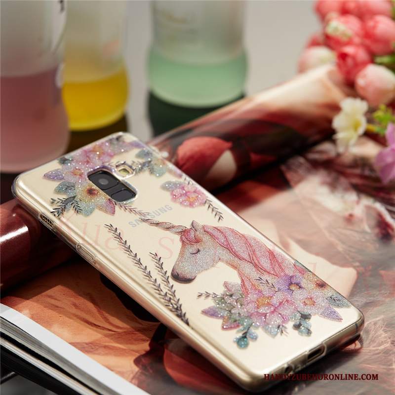 Custodia Samsung Galaxy A8 2018 Cartone Animato Di Personalità Sottile, Cover Samsung Galaxy A8 2018 Silicone Rossotelefono