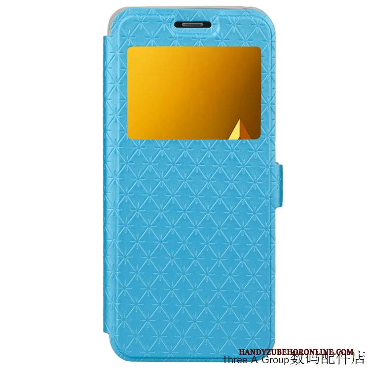 Custodia Samsung Galaxy A8 2018 Pelle Carta Tutto Incluso, Cover Samsung Galaxy A8 2018 Folio Semplici Blu