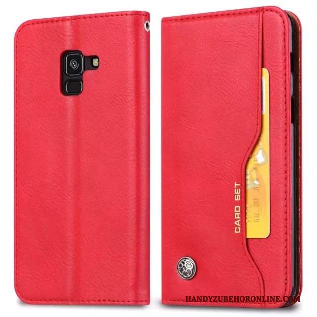 Custodia Samsung Galaxy A8 2018 Pelle Chiaro Supporto, Cover Samsung Galaxy A8 2018 Protezione Telefono Carta