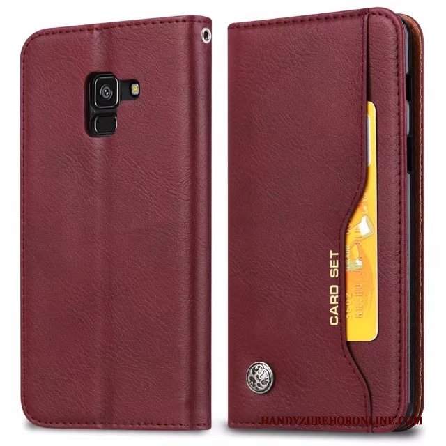 Custodia Samsung Galaxy A8 2018 Pelle Chiaro Supporto, Cover Samsung Galaxy A8 2018 Protezione Telefono Carta