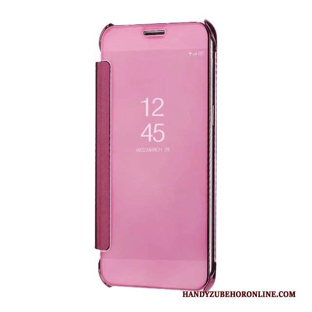 Custodia Samsung Galaxy A8 2018 Pelle Rosa Specchio, Cover Samsung Galaxy A8 2018 Placcatura