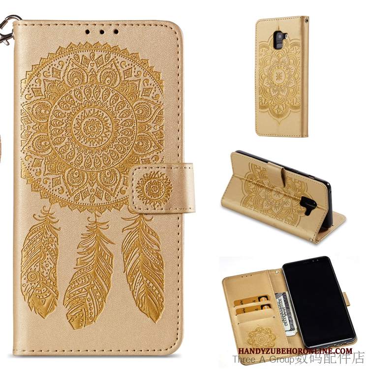 Custodia Samsung Galaxy A8 2018 Protezione Telefono Tutto Incluso, Cover Samsung Galaxy A8 2018 Pelle Oro Supporto