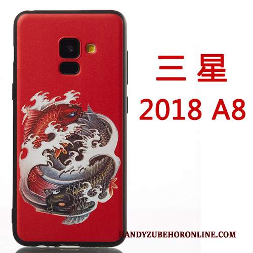 Custodia Samsung Galaxy A8 2018 Silicone Ornamenti Appesi Di Personalità, Cover Samsung Galaxy A8 2018 Creativo Rossotelefono