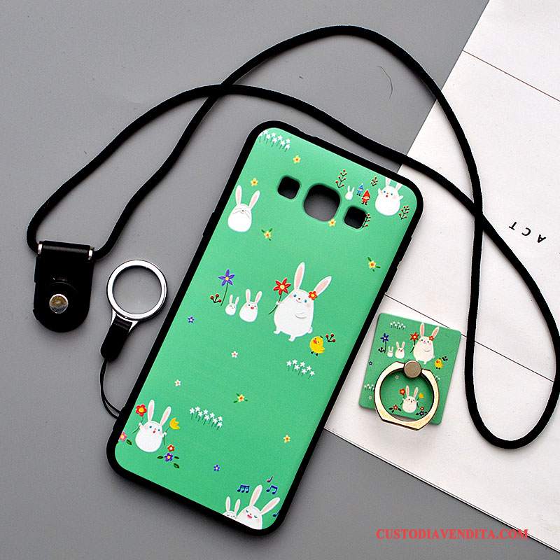 Custodia Samsung Galaxy A8 Cartone Animato Supporto Morbido, Cover Samsung Galaxy A8 Silicone Verde Ornamenti Appesi